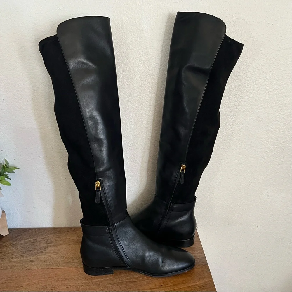 Tory Burch Marsden Over The Knee Black Leather Boots Size 9M